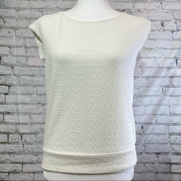 LOFT White Textured Cap Sleeve Blouse XS - Picture 3 of 13